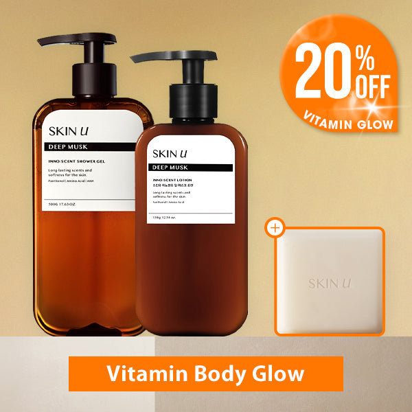 [Vitamin Body Glow] SKIN U INNO:SCENT Deep Musk Shower-gel 500g, Lotion 350g