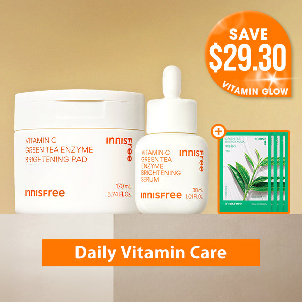 [Daily Vitamin Care] INNISFREE Vitamin C Green Tea Enzyme Brightening Pad (60Pads) + Serum 30ml Set