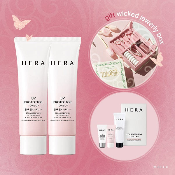 [WICKED JEWELRY BOX SET] HERA Uv Protector Tone-Up 50ml*2+Wicked Jewelry Box+Uv Protector trial kit