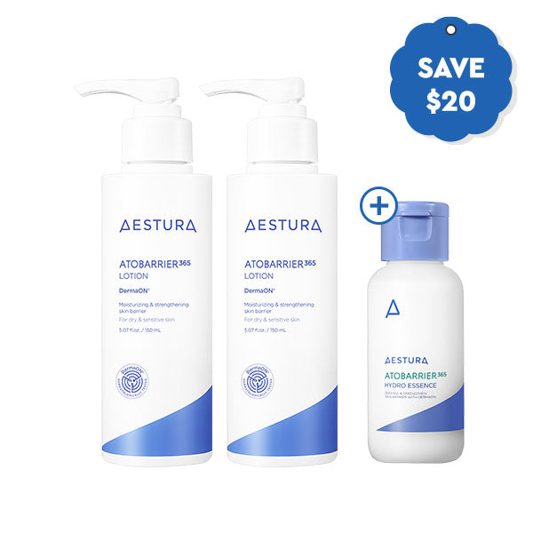 [Essence 40ml giveaway] AESTURA Atobarrier 365 Lotion 150ml*2EA, Lightweight Face Moisturizer for Normal to Dry Skin, Korean Skin Care, Skin Barrier Mild Lotion, Daily Moisturizing Lotion, Dermatologist Recommended