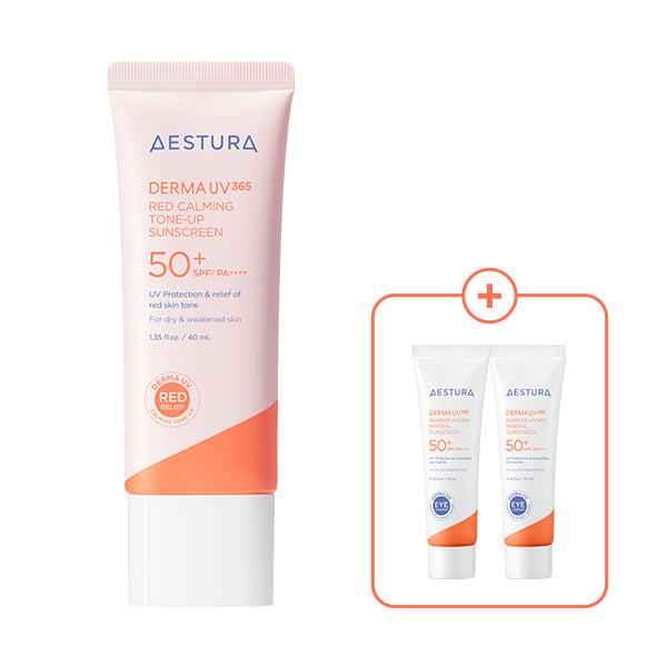 AESTURA Derma UV 365 Red Calming Tone-up Sunscreen 40mL Special Set (+Mineral Suncreen 20mL)