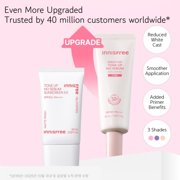 INNISFREE イニスフリー トーンアップノーセバムサンスクリーン EX 60ML 【送料無料注文金額 : 合計 $25(≒¥3,700) 以上】