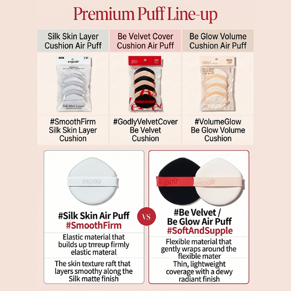ESPOIR Silk Skin Layer Cushion Air Puff Set (7pc)