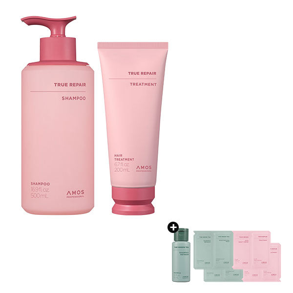 [Damaged Hair Care Bundle] AMOS True Repair Shampoo 500g, Treatment 250ml