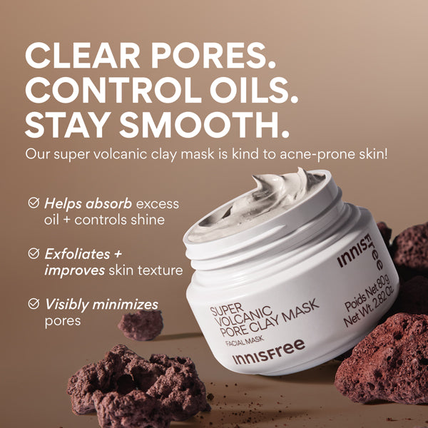 INNISFREE Super Volcanic Pore Clay Mask 80g – Deep Cleanse & Clear Face Pores