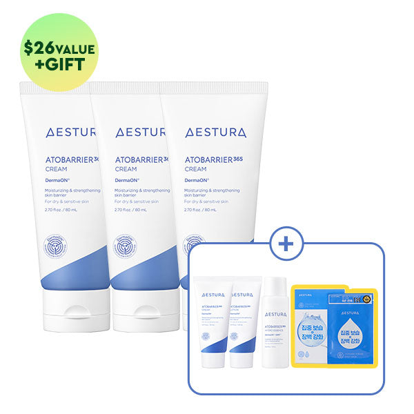 [TIME DEAL] AESTURA ATOBARRIER365 Moisturizer Cream 80ml*3ea(with Ceramides & Niacinamide for Skinbarrier Repair/Sensitive skin)