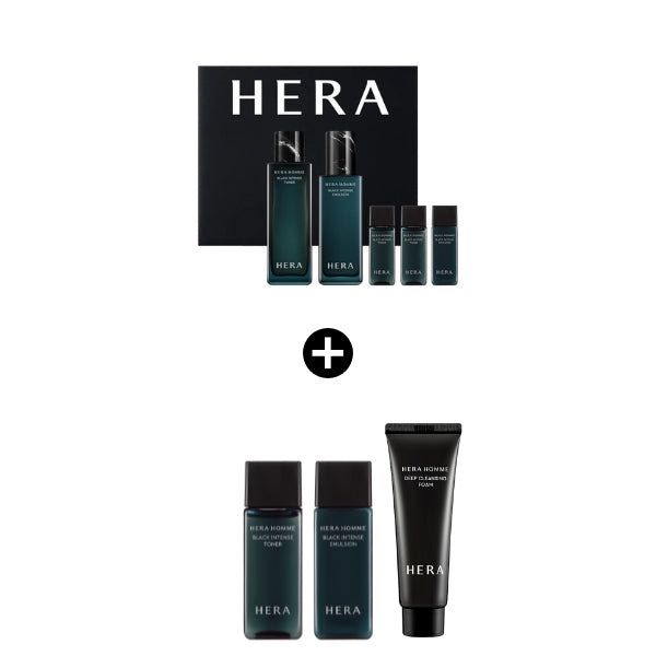 HERA Homme Black Intense Set (Essence In Toner 125ml+20ml / Essence In Emulsion 110ml+20ml)