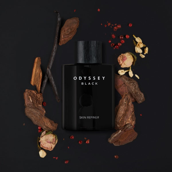 ODYSSEY ブラックギフトセット（商品：リファイナー 130ml+エマルジョン 130ml / 無料サンプル：リファイナー 30ml+エマルジョン 30ml + シェービング&amp;クレンジングフォーム 30ml） 