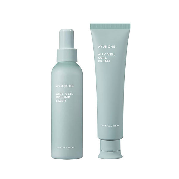 [Hair Perm Solution Bundle ] AYUNCHE Airy Veil Curl Cream 150ml, Volume Fixer 150ml