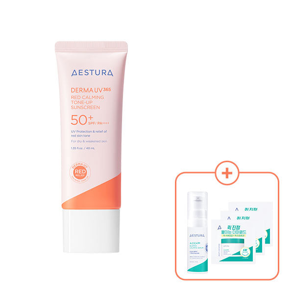 AESTURA Derma UV 365 Red Calming Tone-up Sunscreen 40mL Special Set (+Mineral Suncreen 20mL)
