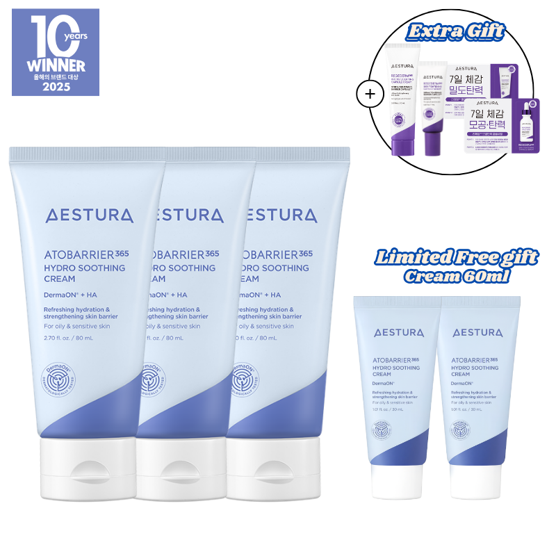 AESTURA ATOBARRIER365 Hydro Soothing Cream 80ml * 3ea
