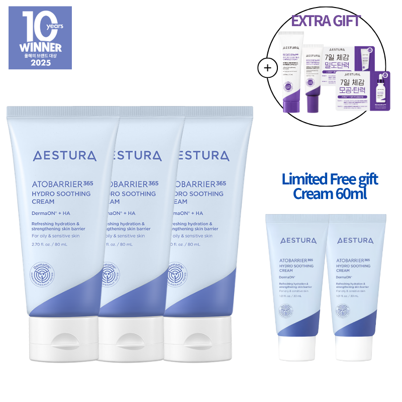 AESTURA ATOBARRIER365 Hydro Soothing Cream 80ml * 3ea