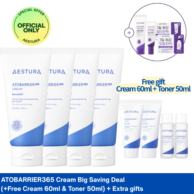 [SAVING DEAL]AESTURA Atobarrier365 Cream 80ml*4ea + Ltd free gifts