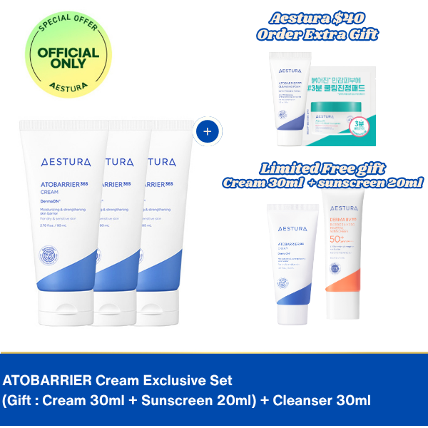 AESTURA Atobarrier365 Cream 80ml*3ea Bundle + freegift