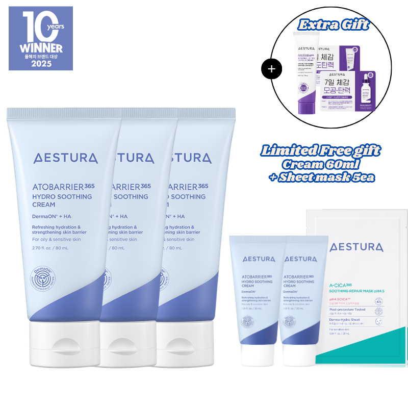 AESTURA ATOBARRIER365 Hydro Soothing Cream 80ml * 3ea