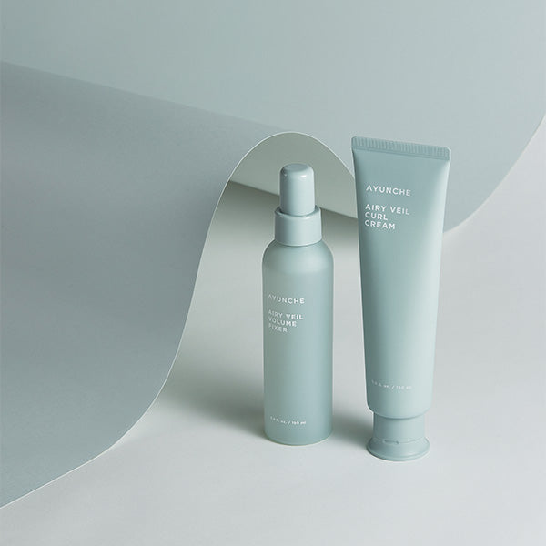 [Hair Perm Solution Bundle ] AYUNCHE Airy Veil Curl Cream 150ml, Volume Fixer 150ml