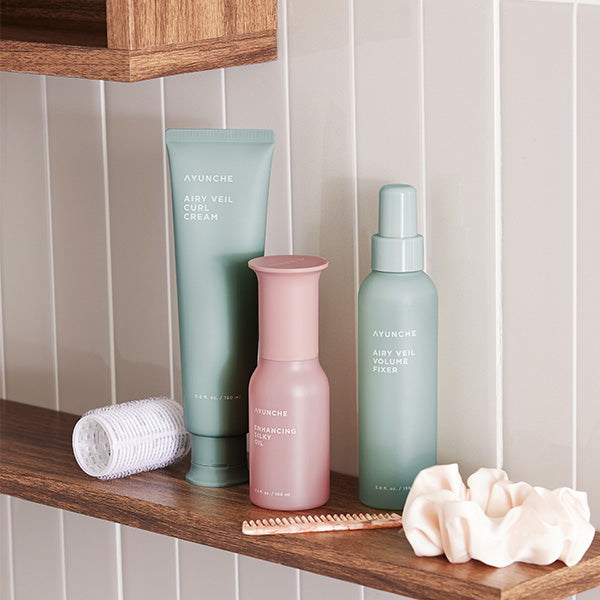 [Hair Perm Solution Bundle ] AYUNCHE Airy Veil Curl Cream 150ml, Volume Fixer 150ml