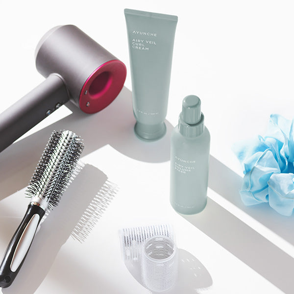 [Hair Perm Solution Bundle ] AYUNCHE Airy Veil Curl Cream 150ml, Volume Fixer 150ml