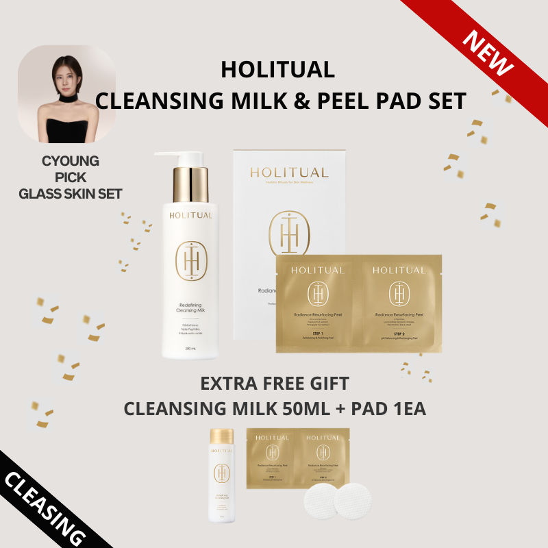 Holitual Cleansing Milk + Resurfacing Peel Pad Set