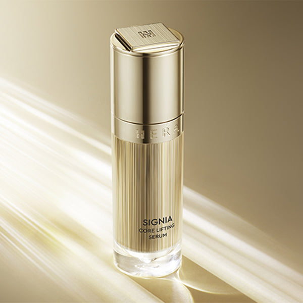 HERA Signia Core Lifting Serum 50ml in elegant packaging, boosting skin's strength and firmness with narcissus vitality.