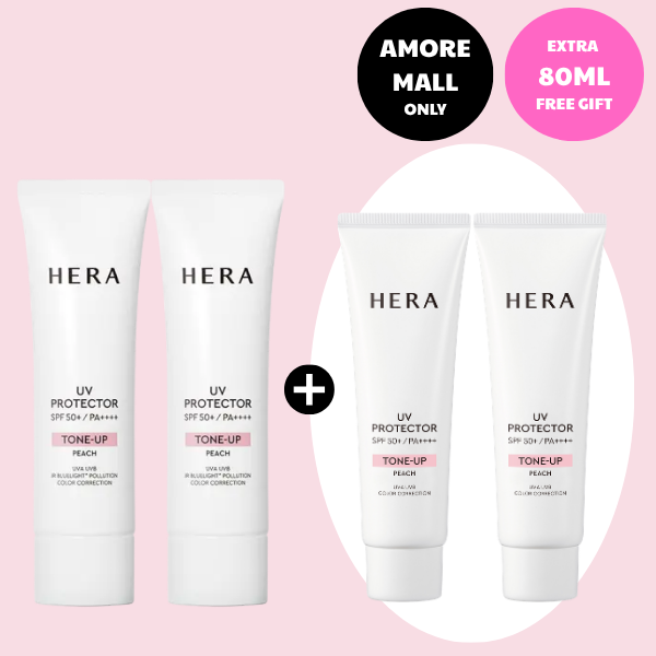[Extra 80ml Gifts Bundle] HERA Uv Protector Tone-Up Peach Duo (50ml*2+40ml*2 free gifts / Total 180ml)
