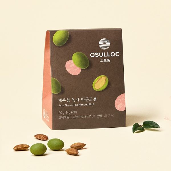 [3パック] OSULLOC 済州緑茶アーモンドボール 20個入り (80g x 3パック)