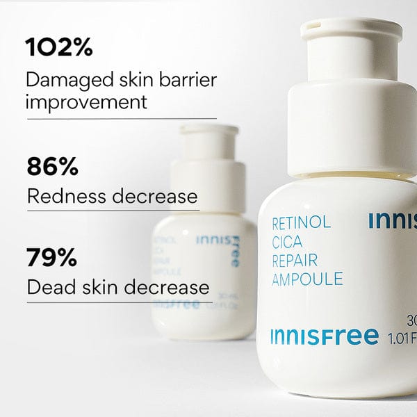 INNISFREE Retinol Cica Repair Ampoule 30ML + Vitamin C Green Tea Enzyme Brightening Serum 30ML