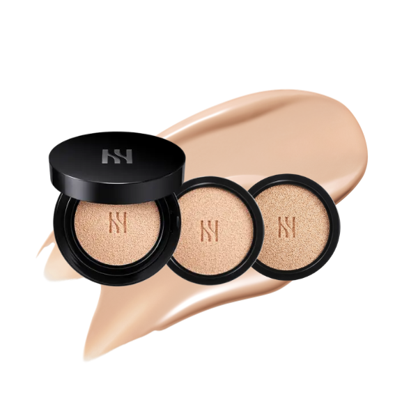 [Deluxe Cushion Set]HERA Black Cushion Foundation 15gX3 (Cushion+Refill*2+puff*2+Uv Protector Tone-Up Peach 15ml*2)