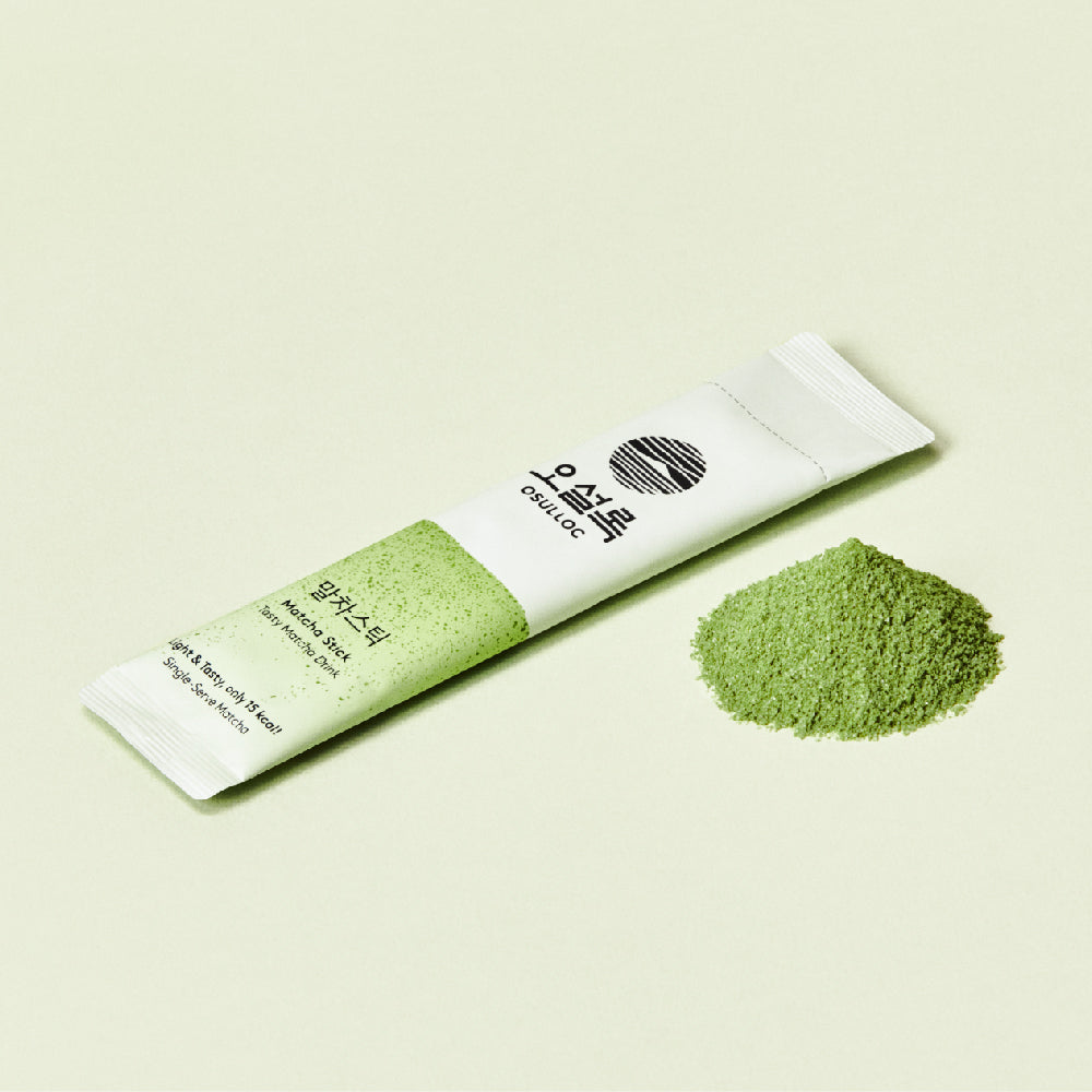 Osulloc Matcah Mania Bundle featuring USDA Organic Premium Matcha Powder and vibrant green matcha dust.