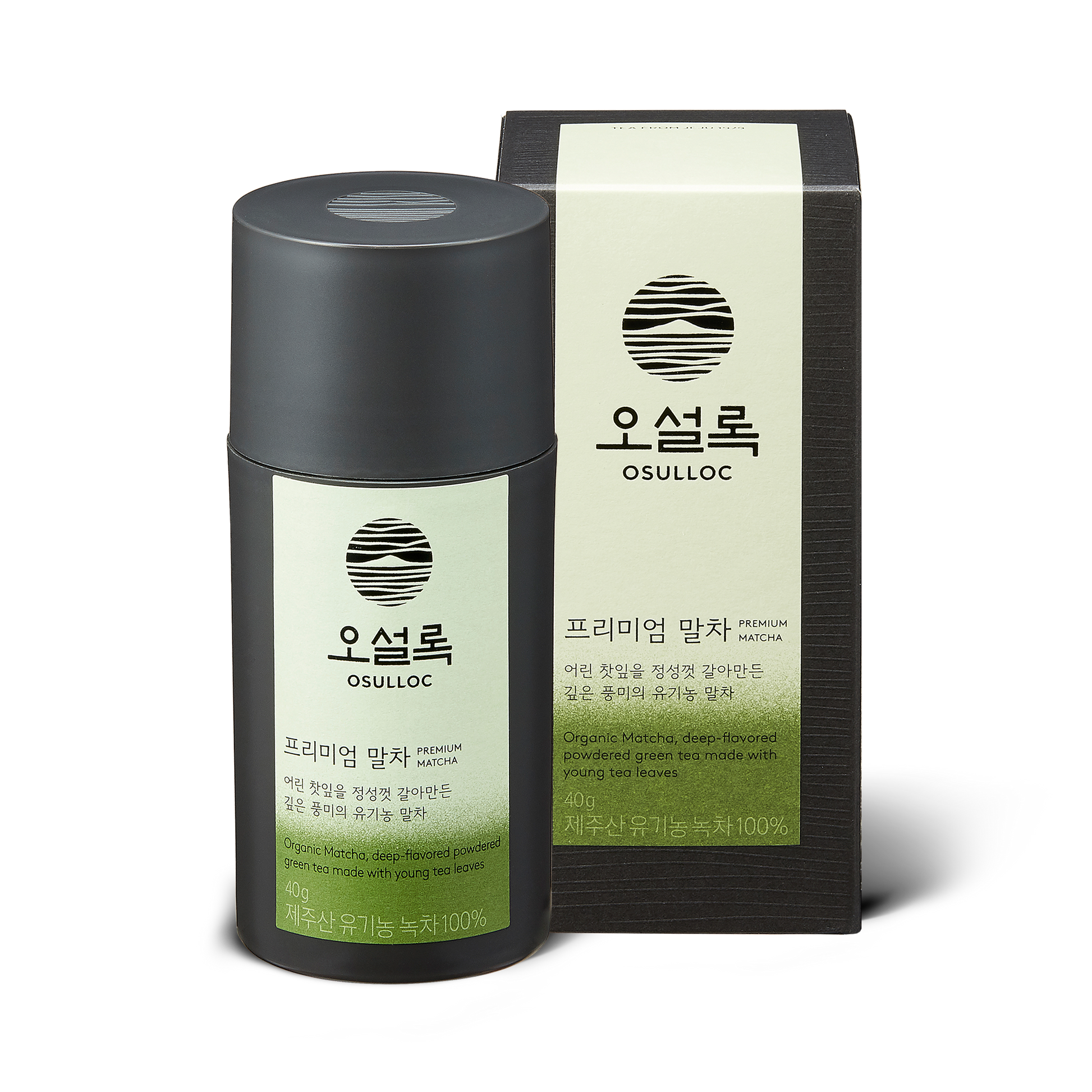 Osulloc Matcah Mania Bundle featuring premium organic matcha powder and convenient dispenser.