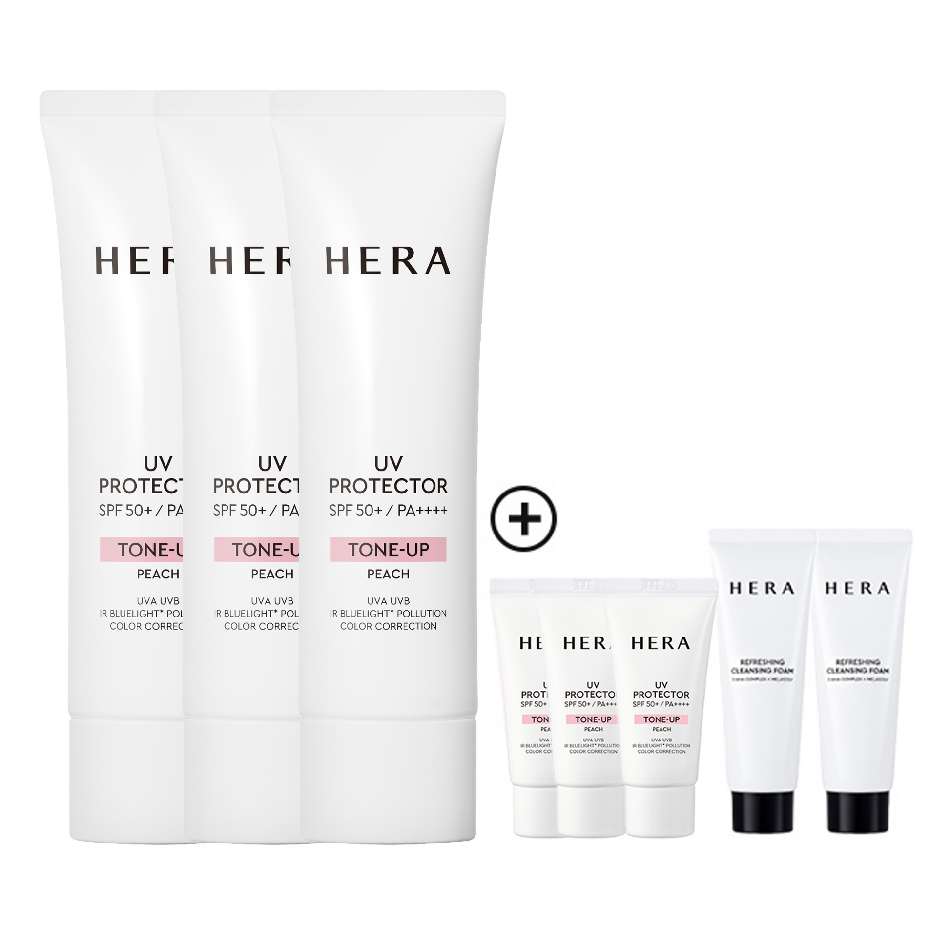 [60ドルお得セット] HERA UVプロテクター トーンアップ 50ml*3+ トーンアップ 15ml*3+ クレンジングフォーム 50g*2